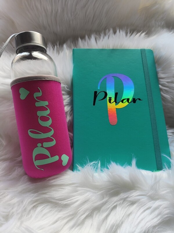 Pack regalo personalizado Botella+libreta