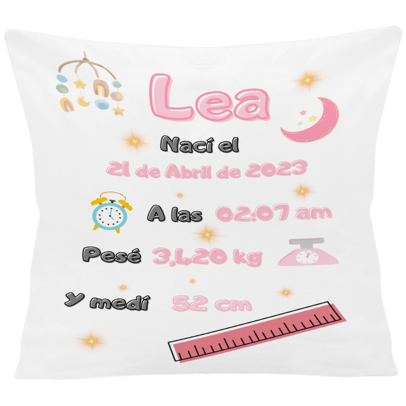 Cojin de nacimiento bebé personalizado