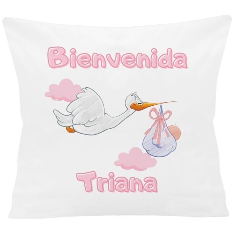 Cojin de nacimiento bebé personalizado cigüeña