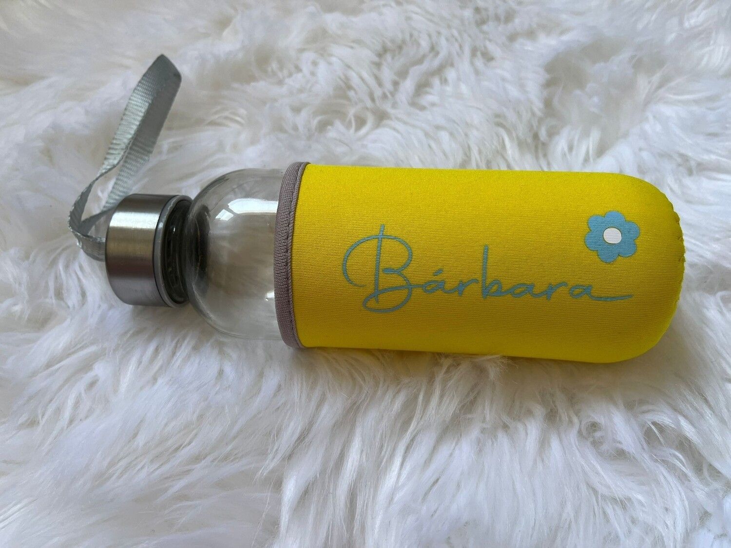 Botella personalizada cristal -  funda Amarillo