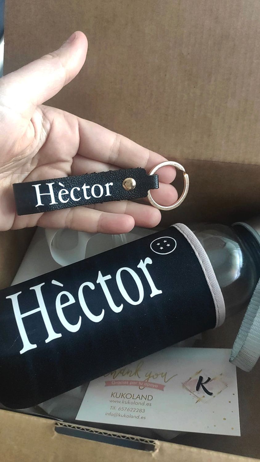Pack regalo Chico personalizado Botella+llavero
