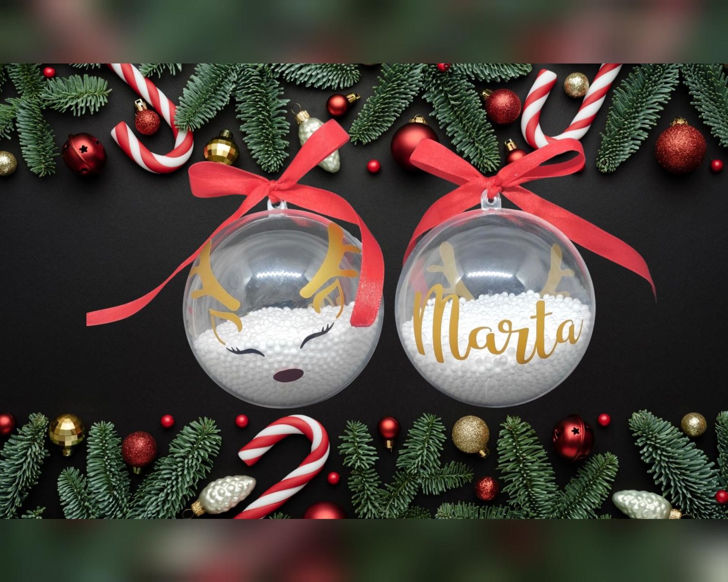 Bola de navidad personalizada transparente 8cm