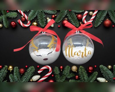 Bola de navidad personalizada transparente 8cm