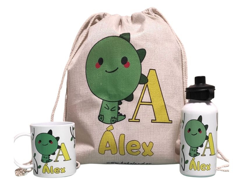 Pack  Mochila personalizado Completo  Dinosaurio