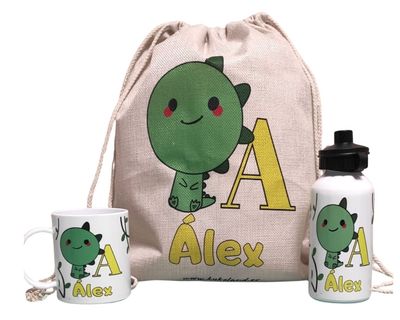 Pack  Mochila personalizado Completo  Dinosaurio