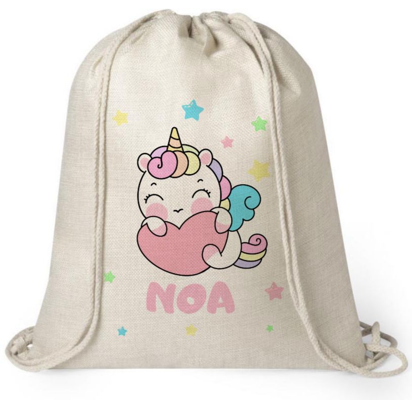 Mochila personalizada Vuelta al Cole Unicornio Kawaii