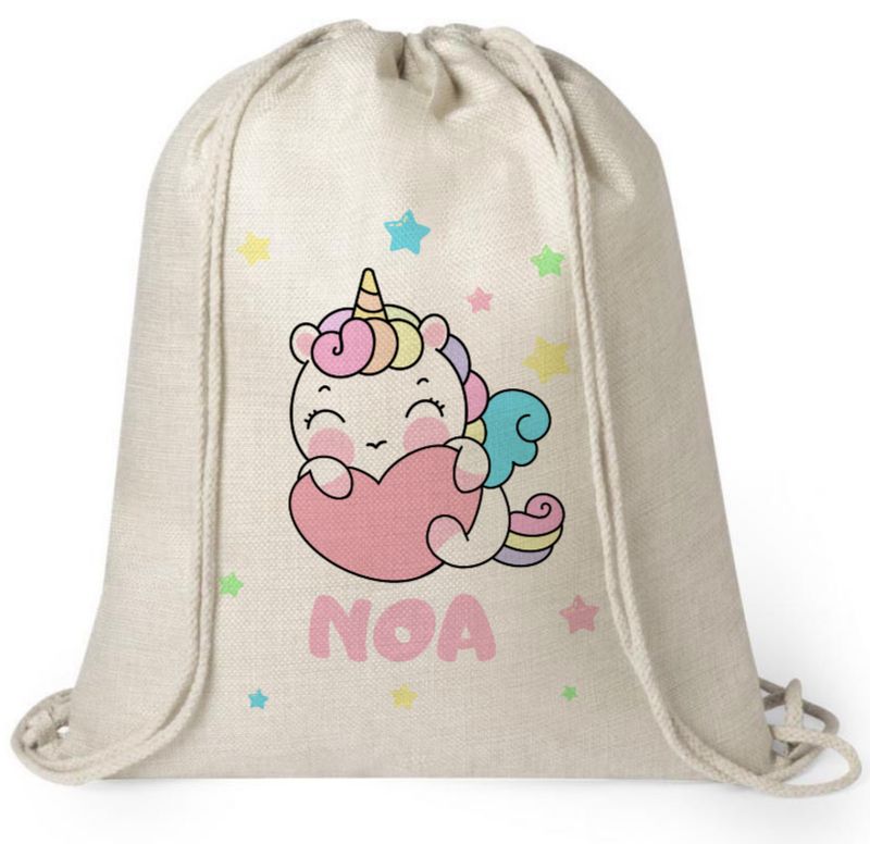 Mochila personalizada Vuelta al Cole Unicornio Kawaii