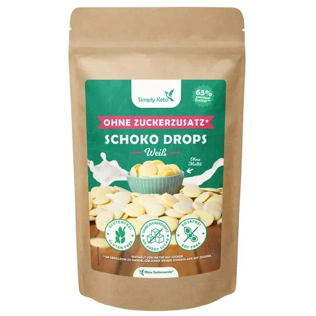 Weiße Schoko Drops 30% Kakao | 200g Weiße Schoko Drops 30% Kakao | 200g