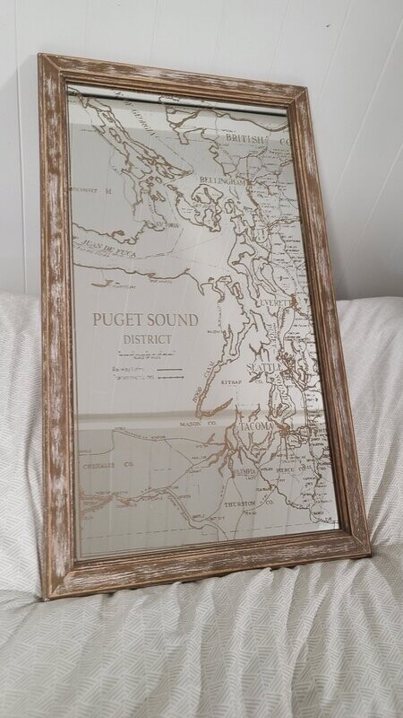 Rustic Railroad Map Mirror