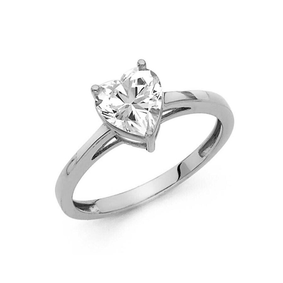 14K White/Yellow gold solitary heart engagement ring
