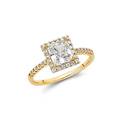 Yellow gold double cz engagement ring