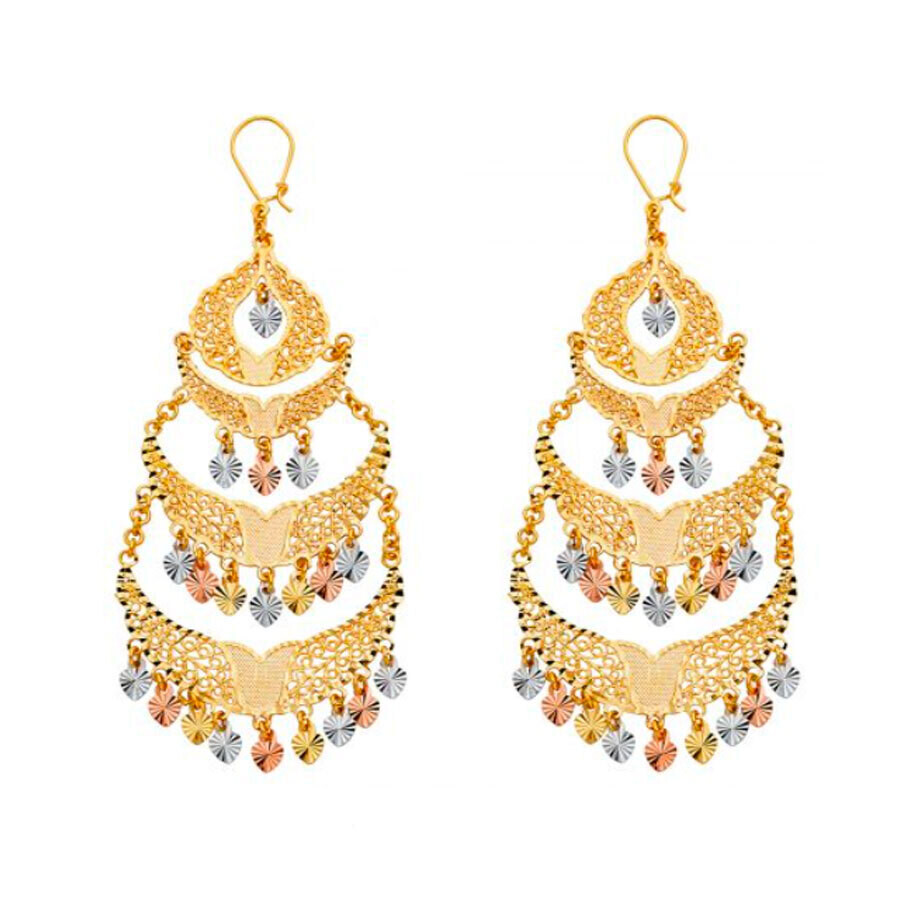 14K 3C Gold Lever Back Chandeliers 95m 1.1M