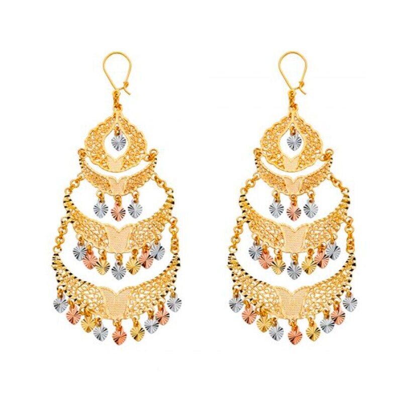 14K 3C Gold Lever Back Chandeliers 95m 1.1M
