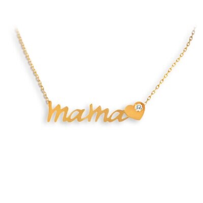Mamá Diamond Heart Adjustable 14k Gold Necklace