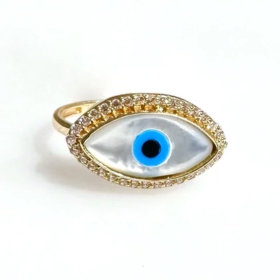 14k Yellow gold fatima eye ring