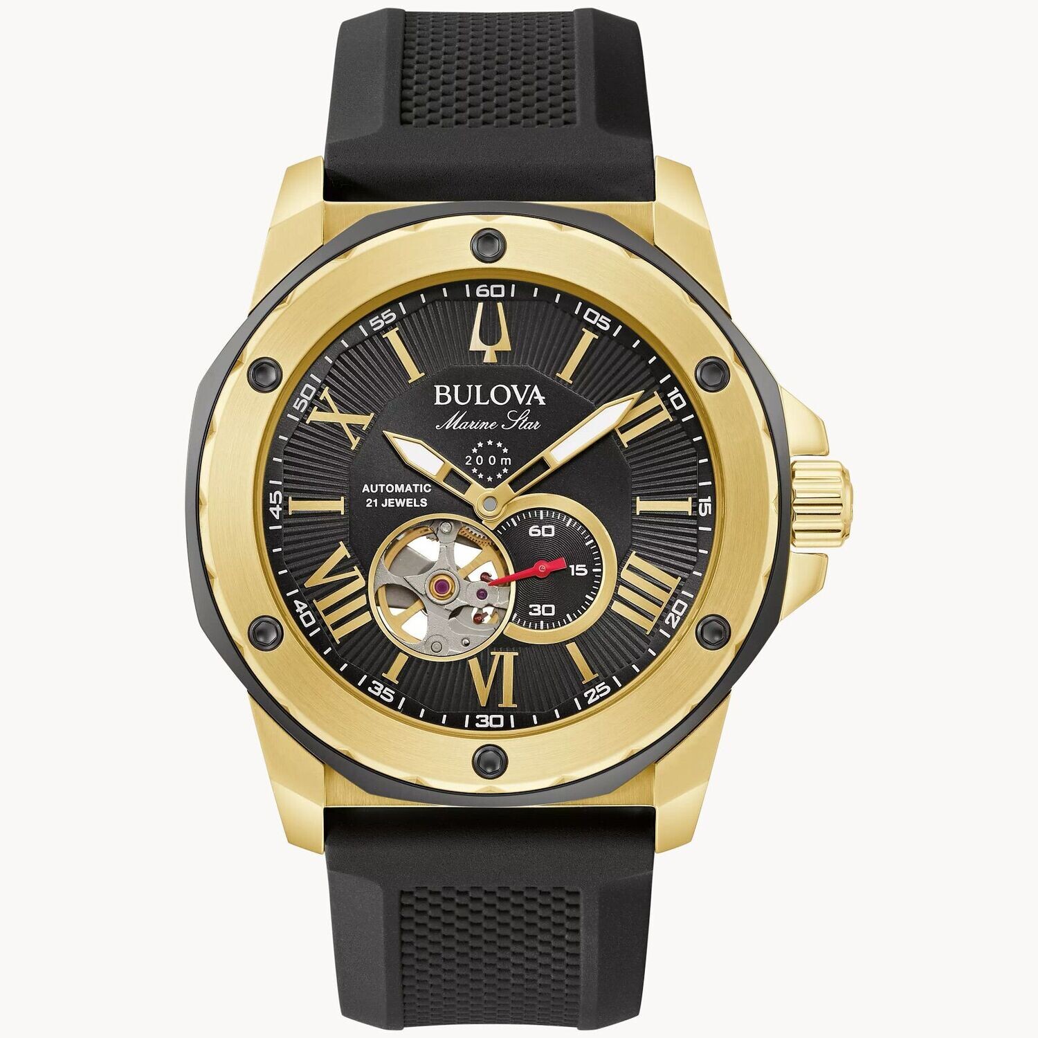 BULOVA Casual NA Silicone black band watch automatic black 98A272#