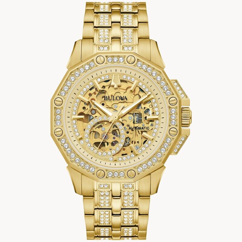 BULOVA Elegant mat / High polish stainless steel gold band watch automatic 98A292#