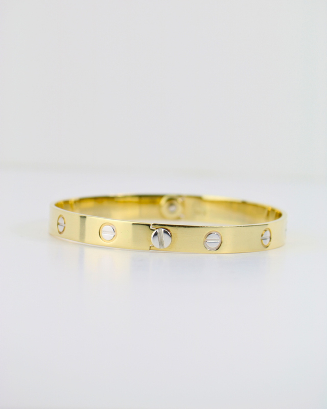14kt Screw Engraved Bangle