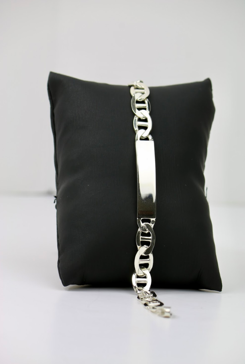 Men’s Sterling Silver ID Bracelet with Gucci Links