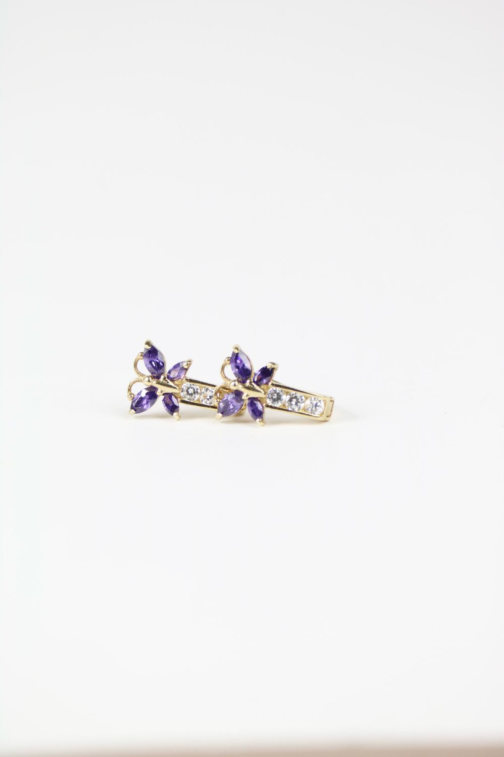 14K Gold Butterfly Earrings with Cubic Zirconia