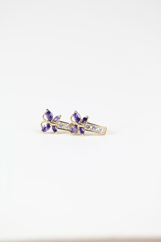 14K Gold Butterfly Earrings with Cubic Zirconia