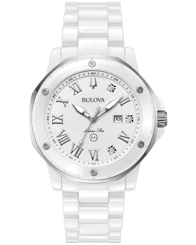 Bulova x Marc Anthony Ladies’ White Ceramic Watch Bulova x Marc Anthony Ladies’ White Ceramic Watch