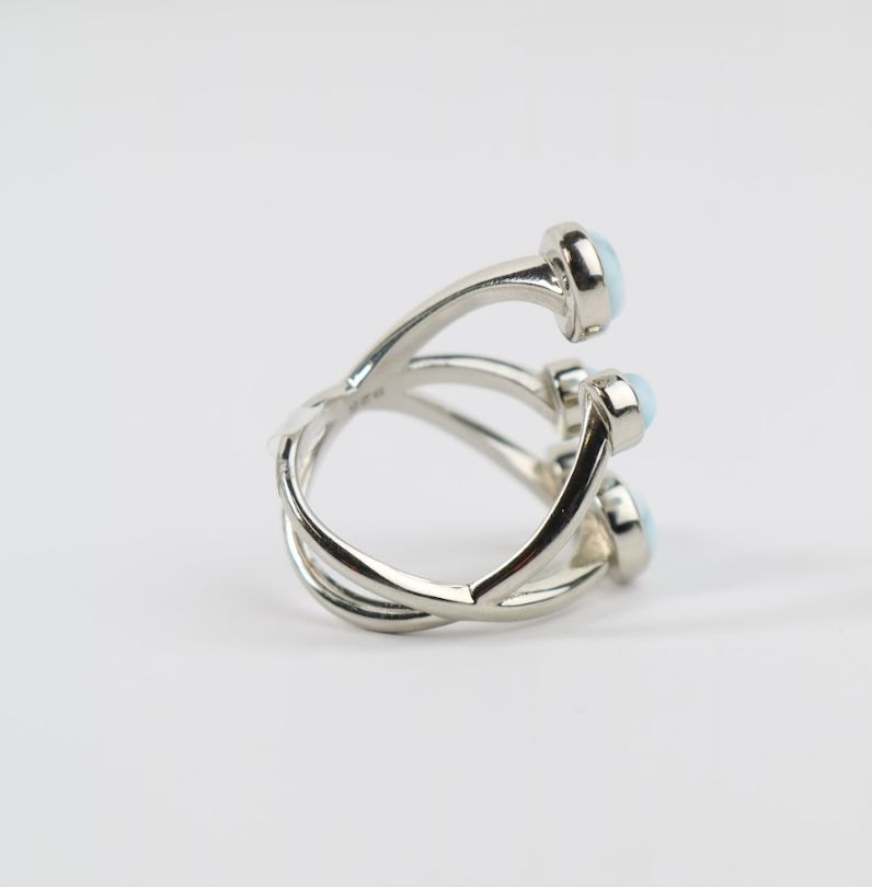 Blue Whisper Larimar Ring – Sterling Silver