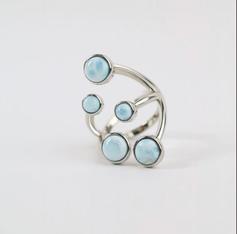 Blue Whisper Larimar Ring – Sterling Silver