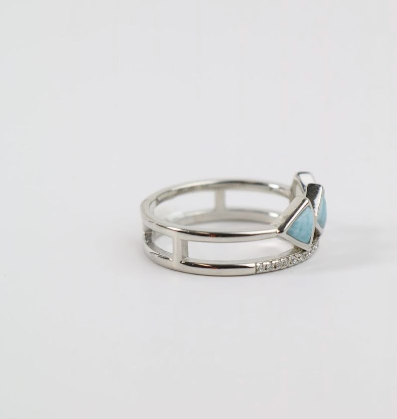 TriWave Larimar Ring – Sterling Silver