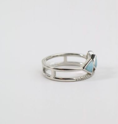 TriWave Larimar Ring – Sterling Silver