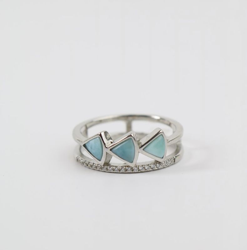 TriWave Larimar Ring – Sterling Silver