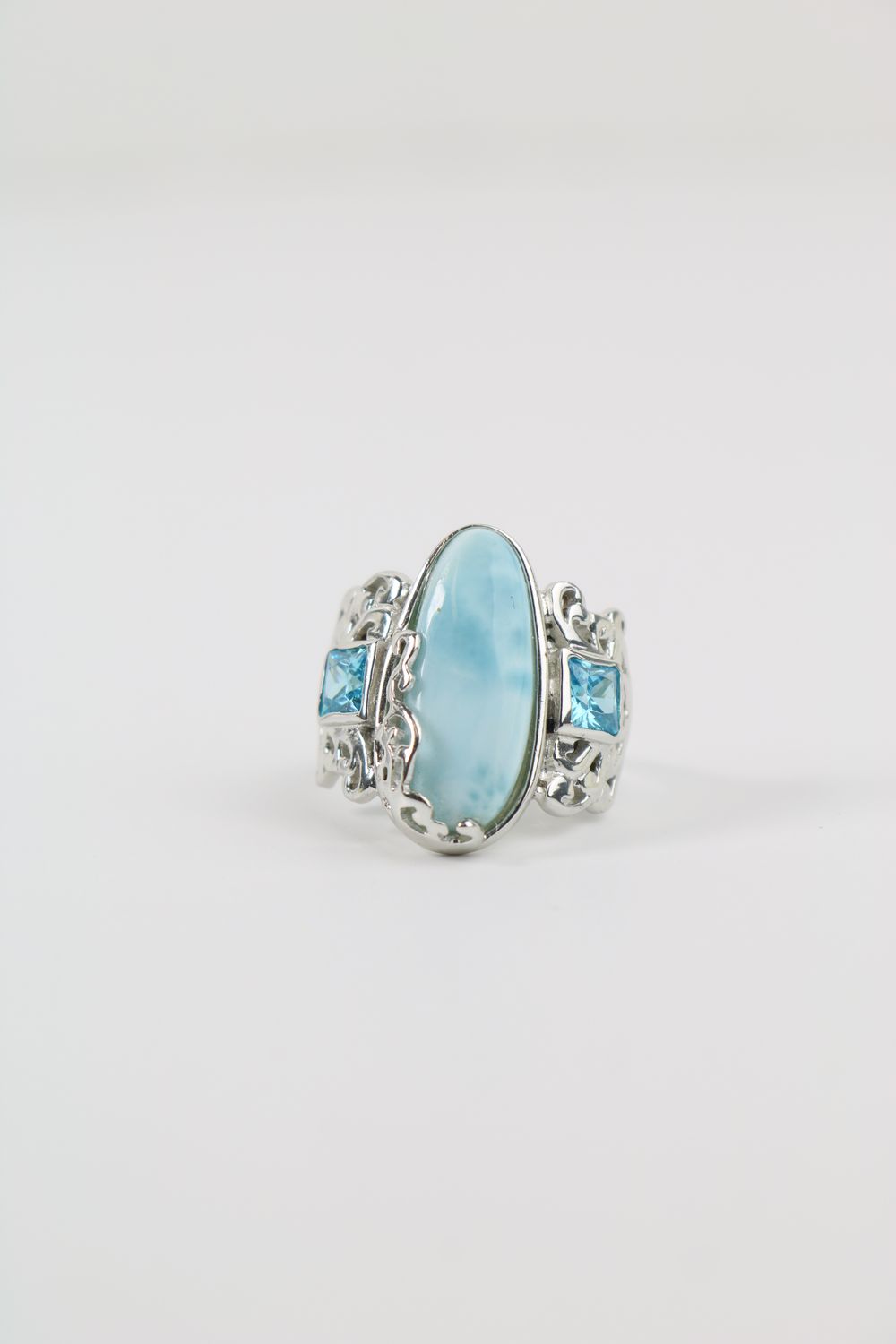 Azure Majesty Larimar & Blue Topaz Ring – Sterling Silver Azure Majesty Larimar & Blue Topaz Ring – Sterling Silver