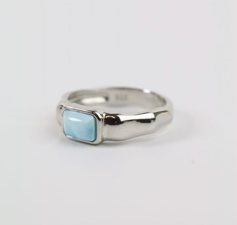 Azure Horizon Larimar Band – Sterling Silver