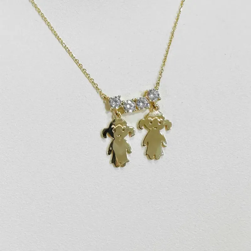 Necklace for Mom - 14k 2 Girls