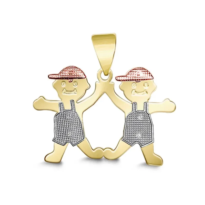 Pendant 14k 3 Color Gold 2 Boys