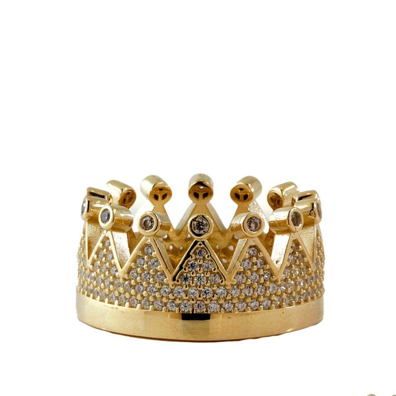 14k Yellow Gold Women’s Crown Ring with White CZ Stones 14k Yellow Gold Women’s Crown Ring with White CZ Stones