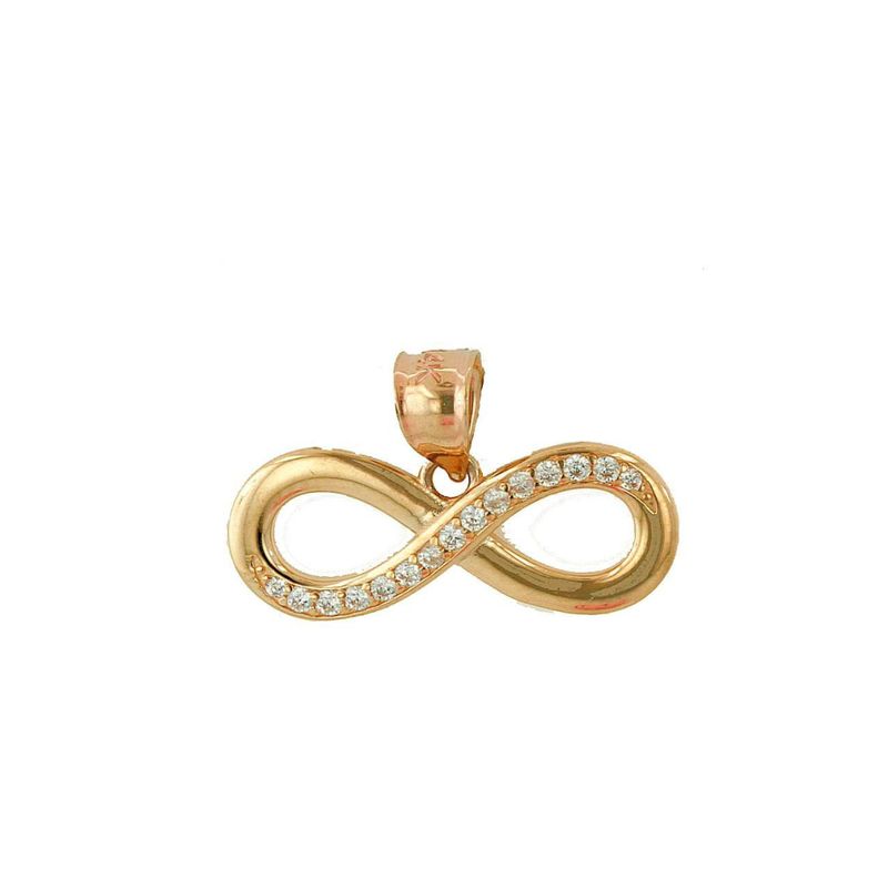 14k Rose Gold Infinity Pendant with White CZ Stones