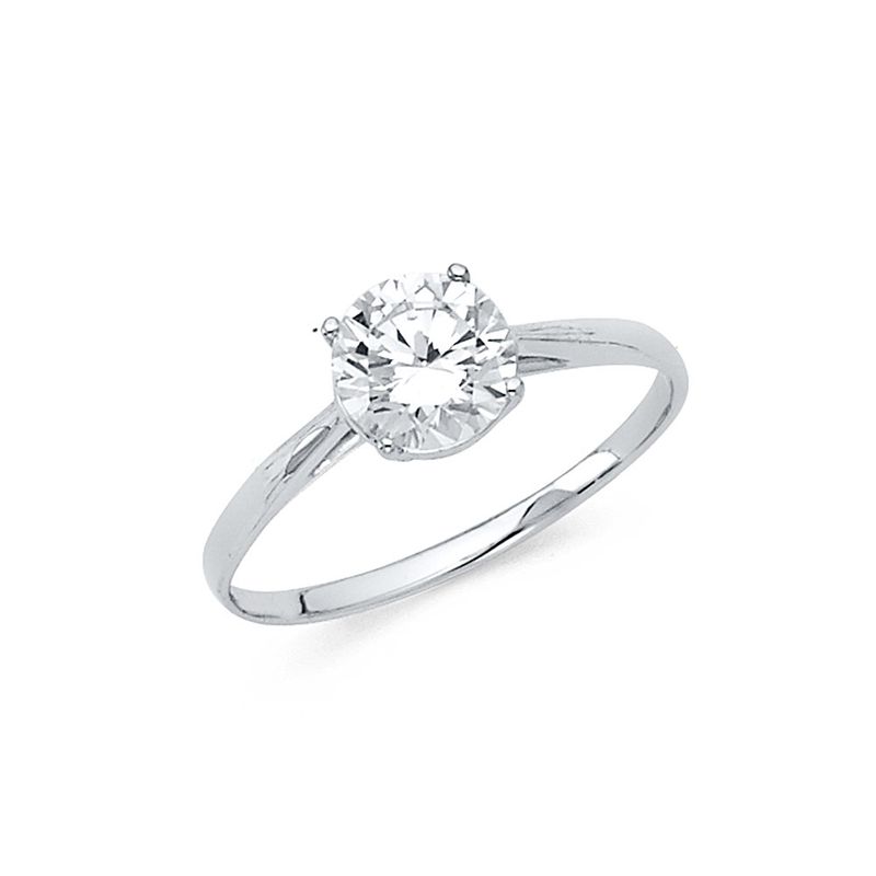 Elegant 14K White Gold Engagement Ring with CZ