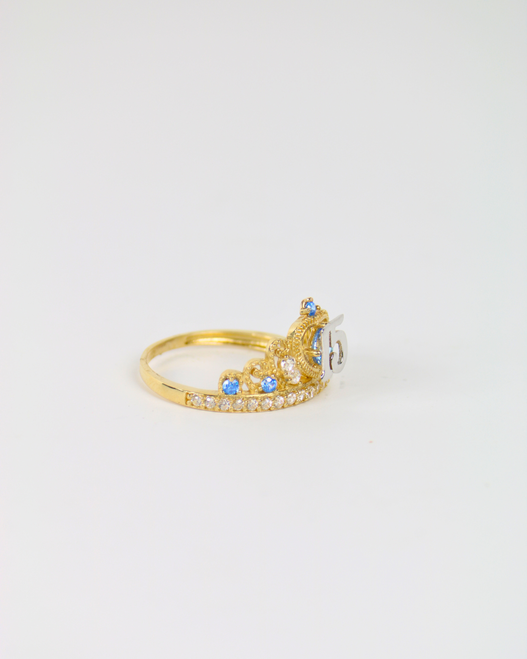 Princess Aura 14K Yellow Gold Sweet 15 Crown Ring