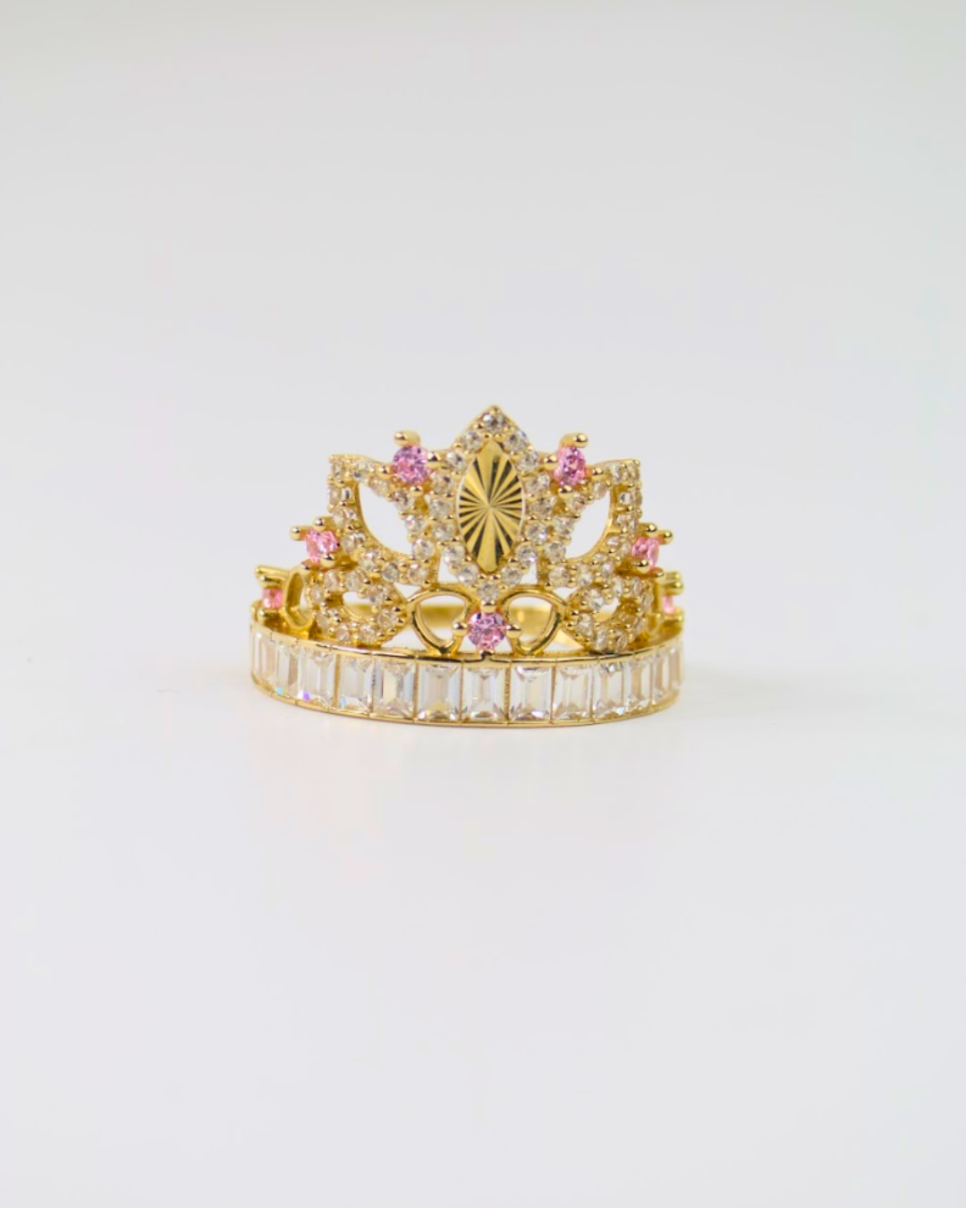 14K Yellow Gold Princess Heart Sweet 15 Crown Ring 14K Yellow Gold Princess Heart Sweet 15 Crown Ring
