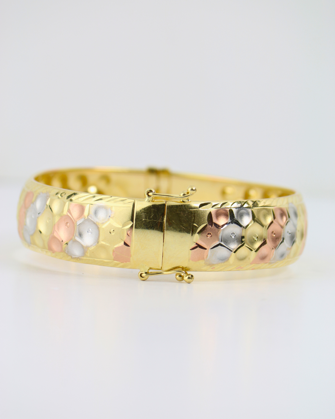 14K Tri-Tone Gold Honeycomb Bracelet