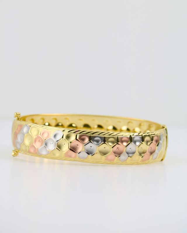14K Tri-Tone Gold Honeycomb Bracelet