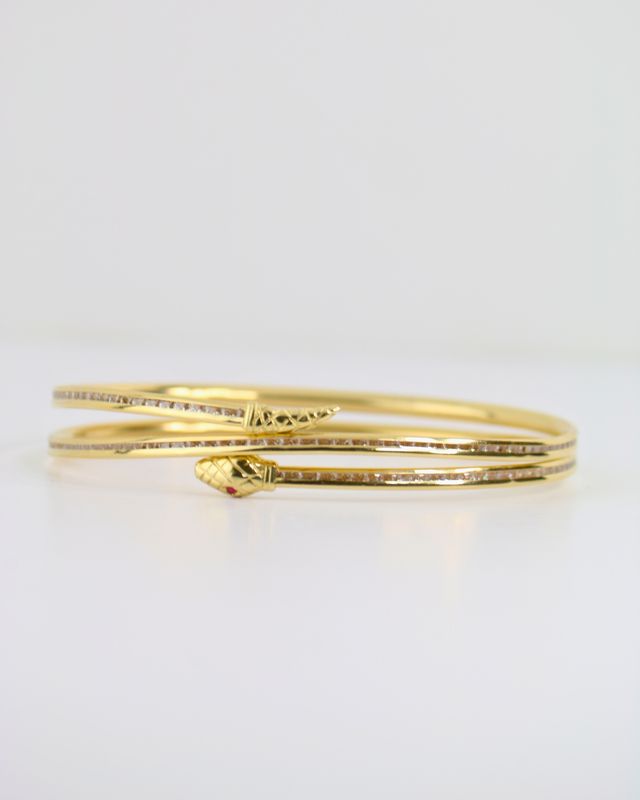 14kt CZ Snake Bangle