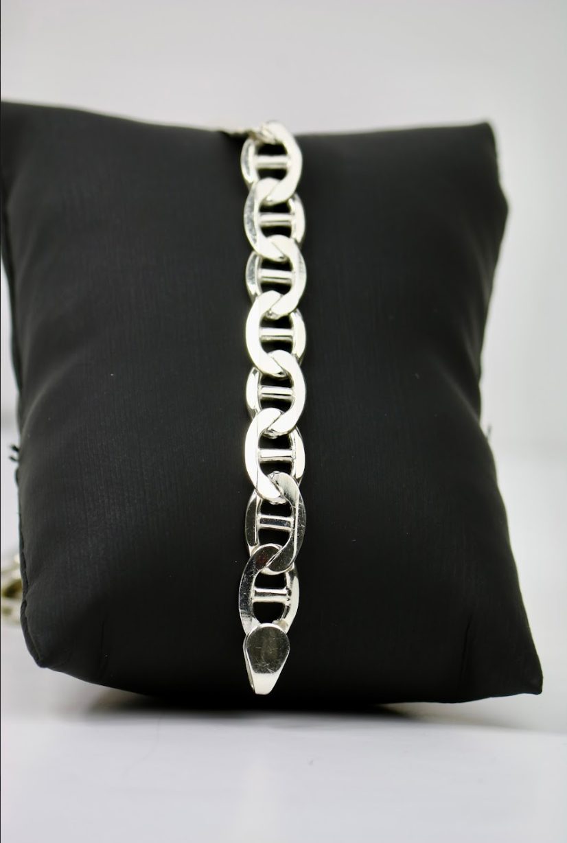 Men’s Sterling Silver ID Bracelet with Gucci Links