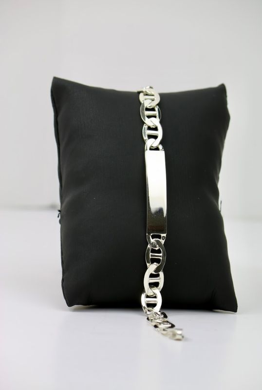 Men’s Sterling Silver ID Bracelet with Gucci Links