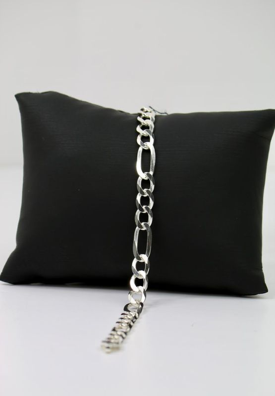 Men’s Sterling Silver ID Bracelet with Figaro Links