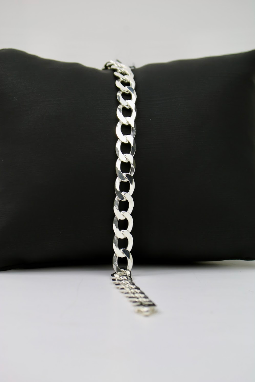 Men’s Sterling Silver ID Bracelet with Cubano Links – 9