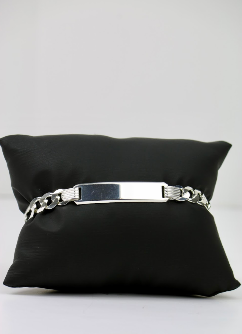 Men’s Sterling Silver ID Bracelet with Cubano Links – 9