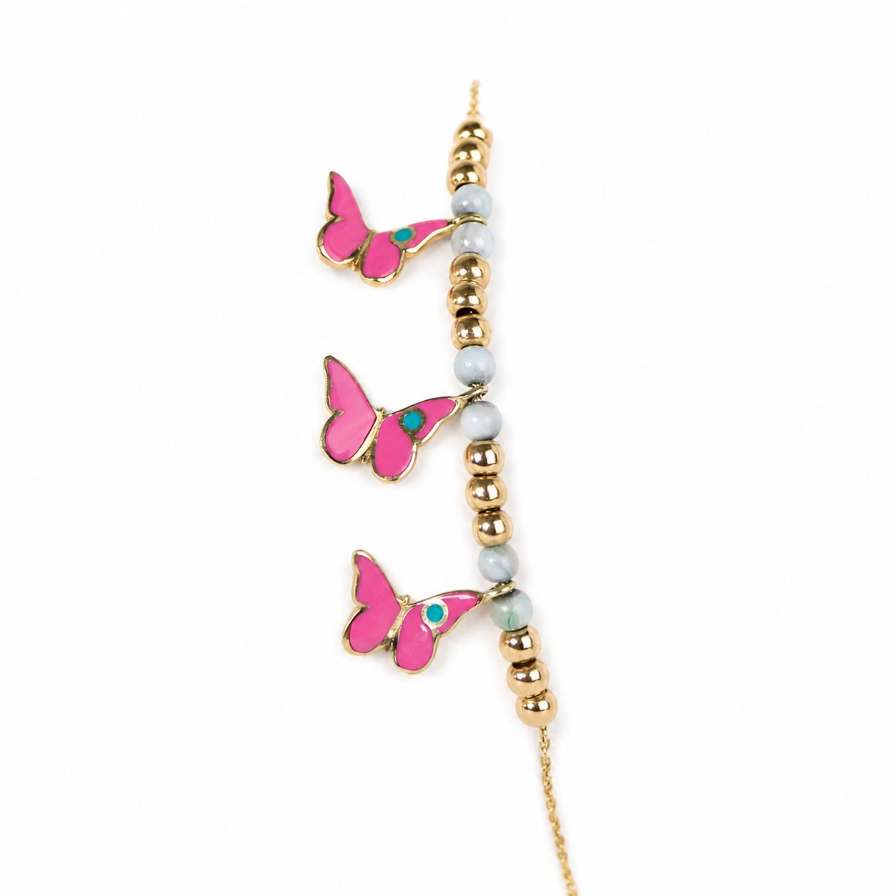 14K Gold Accent Kids Bracelet with Pink Butterfly Charms – 6