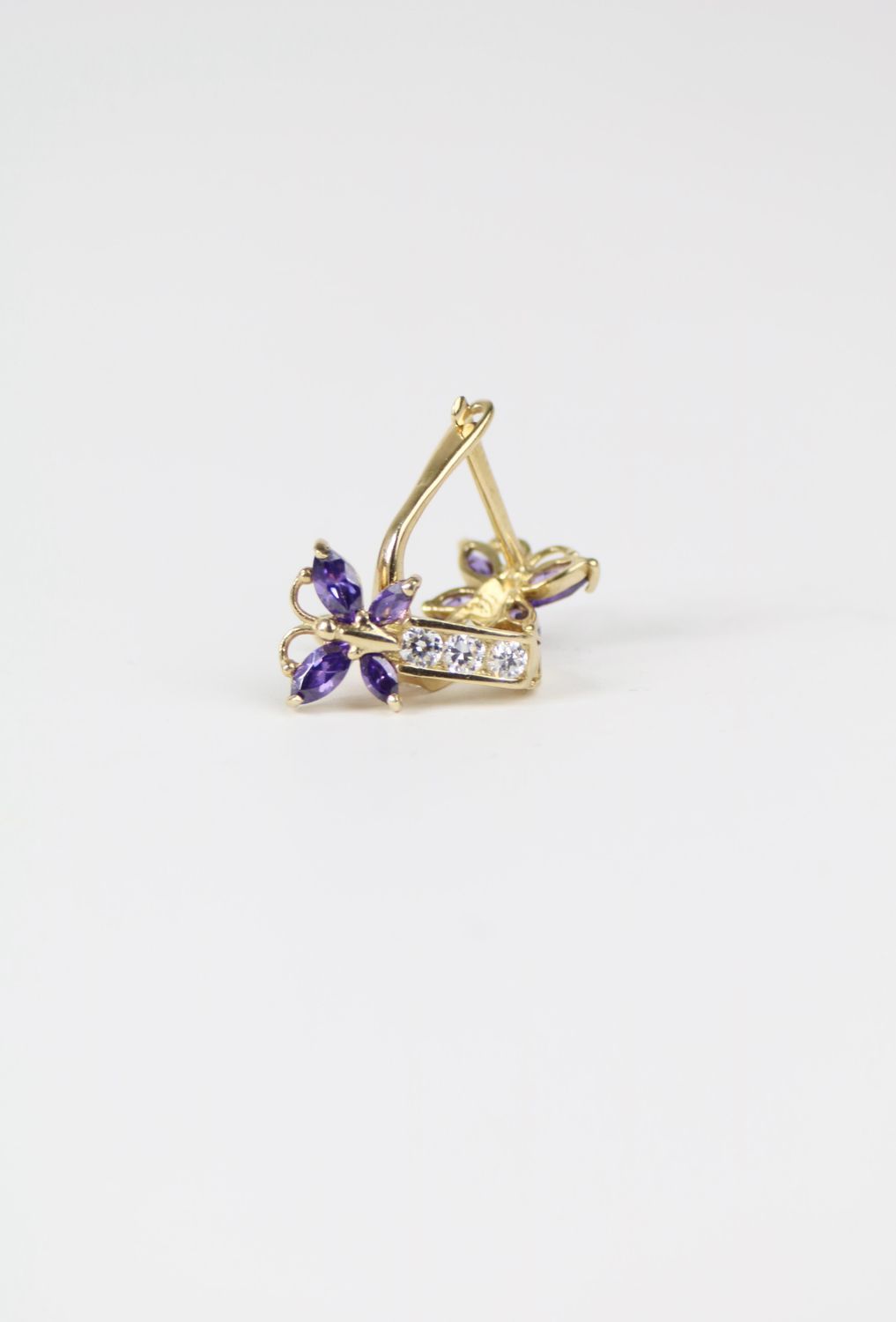 14K Gold Butterfly Earrings with Cubic Zirconia
